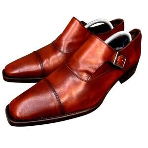 Gordon Rush Single Monk Strap Cap Toe Brown Leather 10 Italy